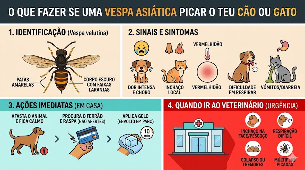 O que fazer se uma vespa asiática picar o teu cão ou gato em Animais de Estimação, Cães, Gatos vespa asiática